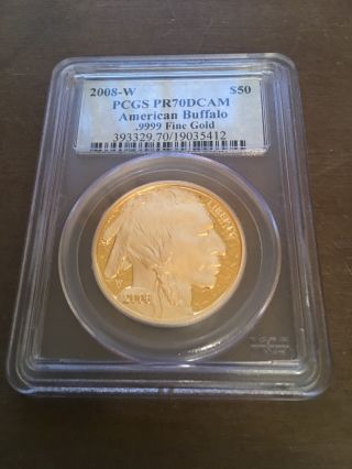 2008 - W Key Date $50 Gold Buffalo Pr - 70dcam Pcgs - Difficult To Find photo