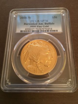 2008 - W Key Date $50 Gold Buffalo Sp70 Pcgs (burnished) Lowest Mintage In Series photo