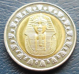 1431 (2010) Egypt 1 Pound Km 940a King Tutankhaman ' S Gold Mask Gem Bu C 48 photo