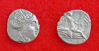 H50: Ancient Greek Silver Coin : Histiaia In Euboia - Tetrobol 300 - 200 B.  C photo