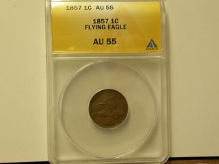 Anacs Au55 1857 Flying Eagle Cent - A Coin photo