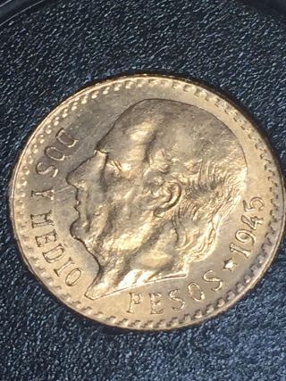 Random Date Mexico 2 - 1/2 (2.  5) Pesos Gold Coin -.  0603 Troy Oz Agw In Case photo
