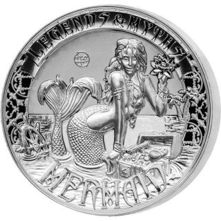 Solomon Islands 2016 5$ Mermaid Legends And Myths 2oz Reverse Proof Silver Coin photo