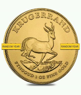 South African Gold Krugerrand,  1 Oz Fine Gold Coin, photo