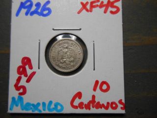 1926 10 Centavos Mexico /.  720 Silver -.  0384 Asw photo