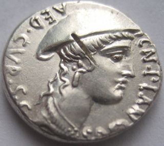 Rome Cn.  Plancius 55 B.  C.  Silver Denarius Very Rare And photo