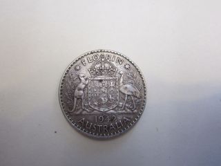 1942 One Florin Australia Silver Coin Circulated 1 photo