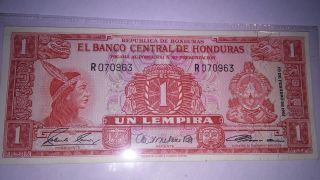 El Banco Central De Honduras Un Lempira 1961 photo