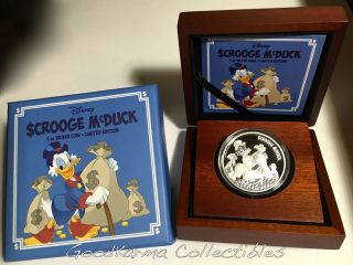 2015 Niue $2 1 Oz Proof Silver Coin Disney Scrooge Mcduck Ogp photo