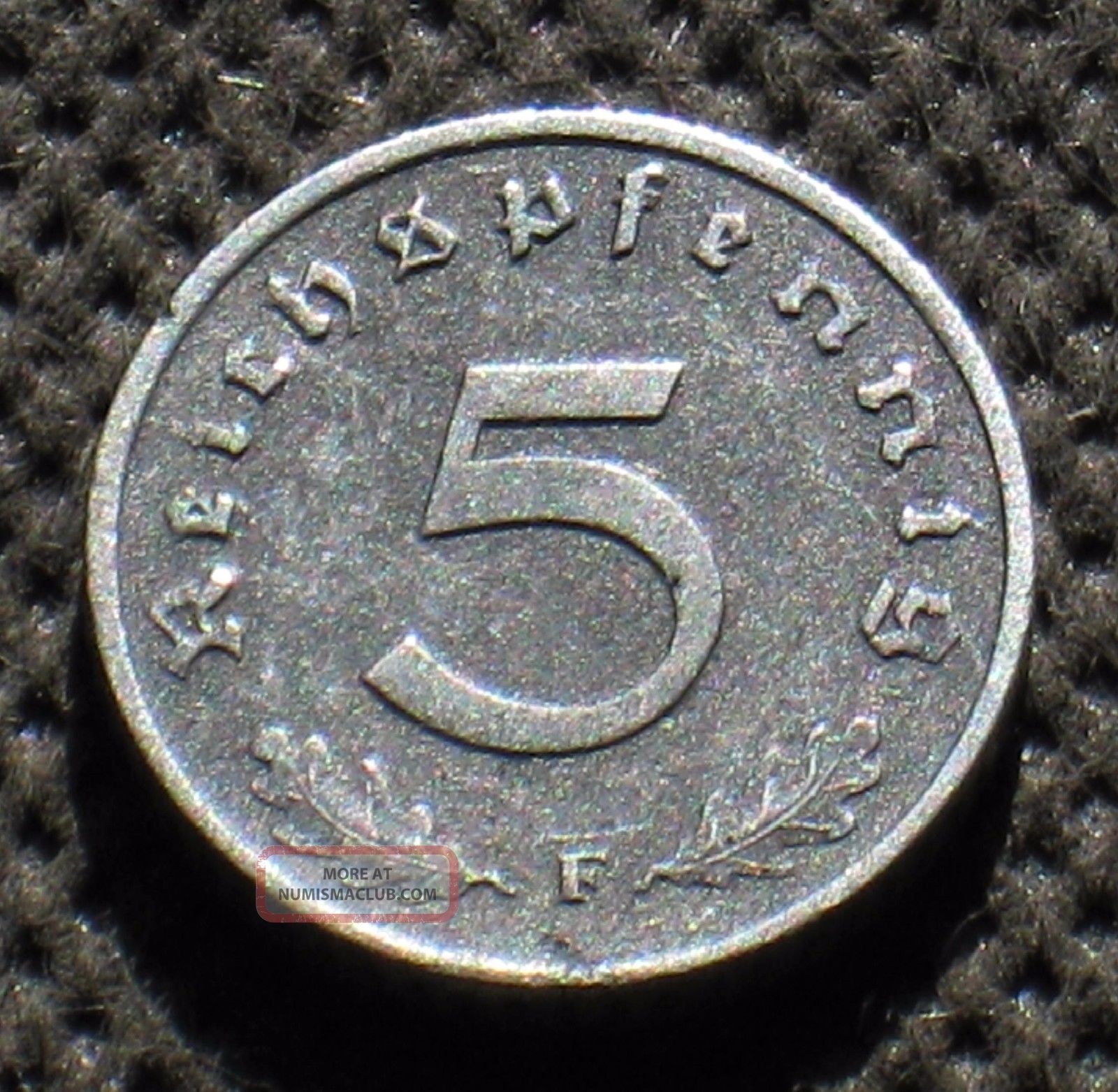 Coin Nazi Germany 5 Reichspfennig 1941 F W/ Swastika World War Ii (2) Germany photo