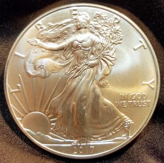 2017 Silver American Eagle 1 Oz Coin.  999 Fine Silver Dollar Uncirculated photo