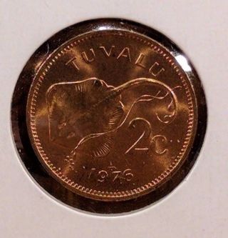 1976 Tuvalu 2 Cents Uncirculated Coin,  Km 2 photo