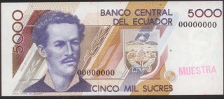 Ecuador Specimen 5000 Sucres,  Paper Money,  Banknote photo