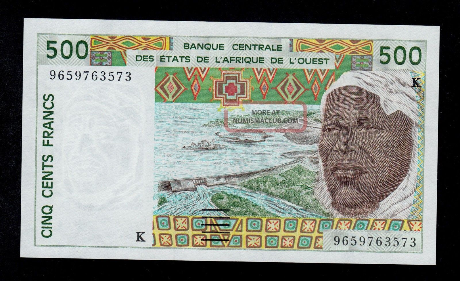 West African States 500 Francs 1996 Senegal Pick 710kf Au - Unc Banknote. Africa photo