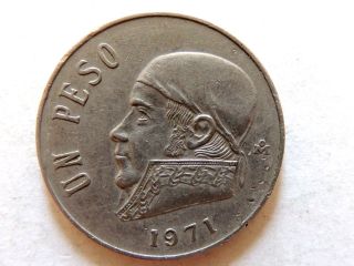 1971 Mexican Un (1) Peso Coin photo