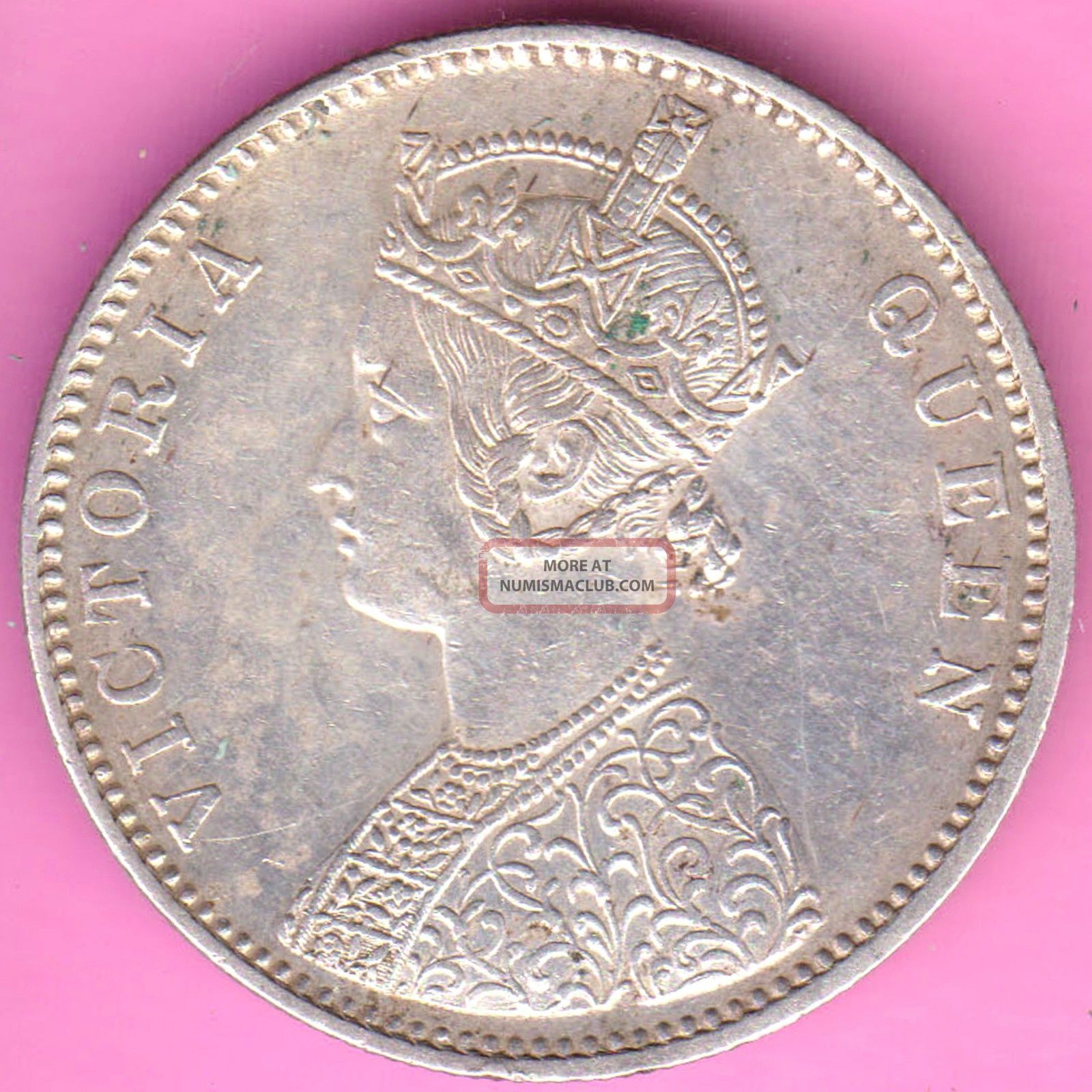 British India - 1876 - Dot Variety - One Rupee - Victoria Queen - Rarest Silver Coin - 13 India photo