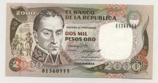 Colombia 2000 Pesos 17 - 12 - 1986 Pick 433.  A Unc Uncirculated Banknote photo