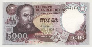 Colombia 5000 Pesos 5 - 8 - 1986 Pick 434.  A Unc Uncirculated Banknote photo