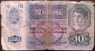 Austro - Hungarian Krone - 10 Zehn Kronen - Year 1915 - With Stamp - photo