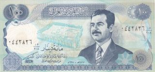 100 Dinars Saddam Hussein Iraq Iraqi Currency Money Note Unc Banknote Bill Cash photo
