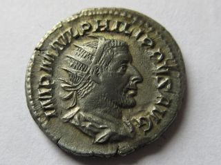 Silver - Antoninian Of Philippus I.  (arabs) Rv.  Salus Standing Left photo