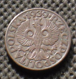 Old Coin Of Poland 5 Groszy 1939 Second Republic World War Ii (1) photo