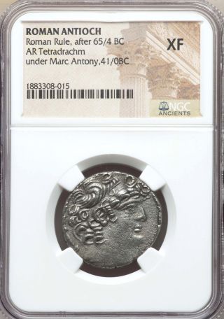Syria Antioch Mark Antony,  As Triumvir 43 - 31 Bc Ar Tetradrachm Ngc Xf photo