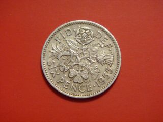 Great Britain 6 Pence,  1955 photo