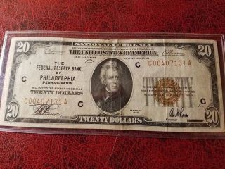 1929 Philadelphia $20 National Banknote Note, photo
