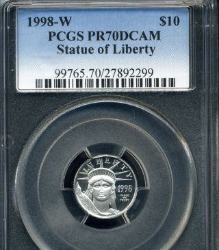 1998 W $10 1/10 Oz Proof Platinum Eagle Pcgs Pr70 Dcam photo