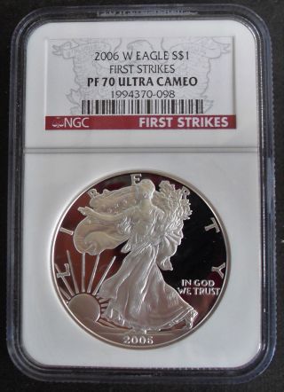 2006 W American Silver Eagle First Strikes Ngc Pf70 Ultra Cameo photo