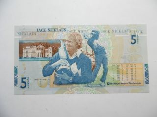 2005 Royal Bank Of Scotland 5 Pound Jack Nicklaus Commemorative Note,  Unc photo