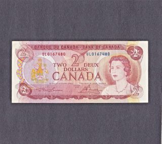 1974 Canadian $2 Dollar Bill $2 Paper Note Ul0167480 photo