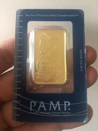 1 Oz Gold Bar Pamp Suisse.  9999 Fine (in Assay) 24 Karat photo