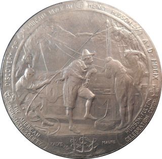 1909 50 Mm Aluminum Hudson - Fulton Medal By Emil Fuchs Ans Whitehead - Hoag photo