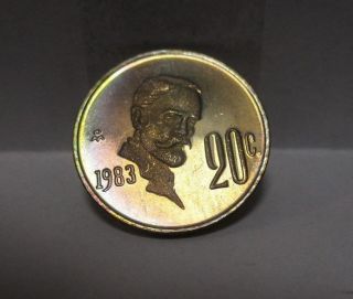 1983 Mo Mexico 20 Centavos Copper - Nickel Proof Coin Rare photo