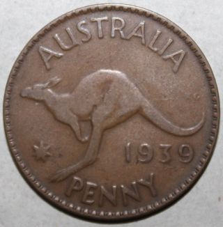 Australian 1 Penny Coin,  1939 Melbourne - Km 36 - Australia - George Vi One photo
