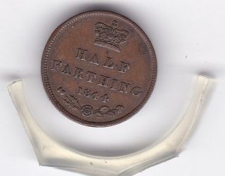 1844 Queen Victoria Half Farthing (1/8d) British Coin photo