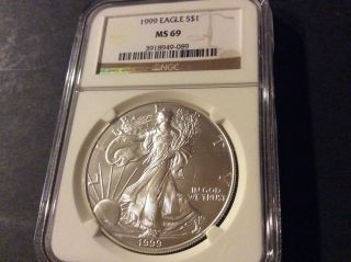1999 Silver American Eagle (ngc Ms - 69) photo
