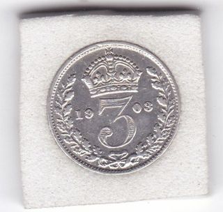 1903 King Edward Vii Threepence (3d) Solid Silver (92.  5) Coin photo