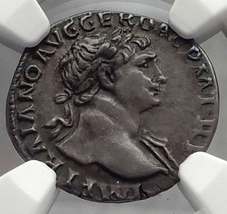 Trajan 103ad Rome Pax Authentic Ancient Silver Roman Denarius Coin Ngc I59806 photo