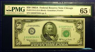 $50 1963a Frn Fr - 2113 - G Chicago Pmg65 Gem Uncirculated photo