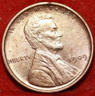 Uncirculated 1909 Vdb Philadelphia Copper Lincoln Wheat Cent S/h photo