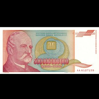 Yugoslavia Jugoslavije 500000000000 - 500 Billion Dinars A - Unc P - 137a photo