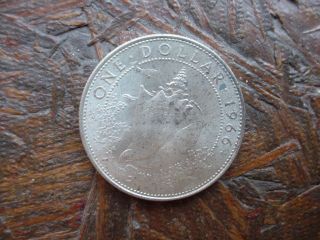 1966 Bahamas One Dollar Silver Coin - photo