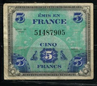 Paper Money France 1944 5 Francs Military Issue 5148790 photo
