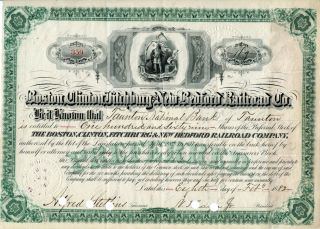 Boston,  Clinton,  Fitchburg,  And Bedford Rr Company Stock Certificate,  1882 photo