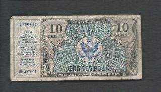 United States (usa) Mpc 1948 10 Cents Series 472 P M16 Circulated photo