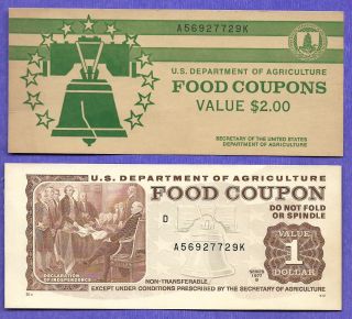 Food Stamp Coupon Usda 1977 B $1.  00 A56927729k Month Code D With End Tab photo