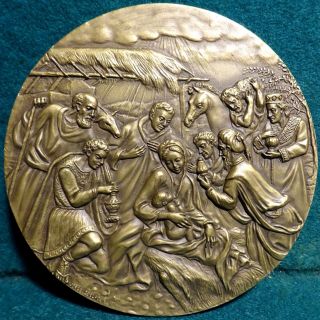 Nativity - Adoration Of The Magi X - Mas / Angel 99mm 2004 Bronze Medal In Pouch photo
